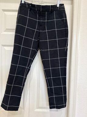 Merona work pants, black with white grid, size 4